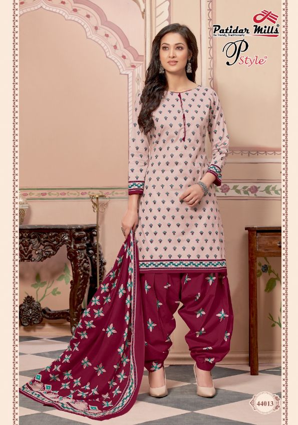 Patidar P Style 44 Regular Wear Printed Cotton Dress Material Collection